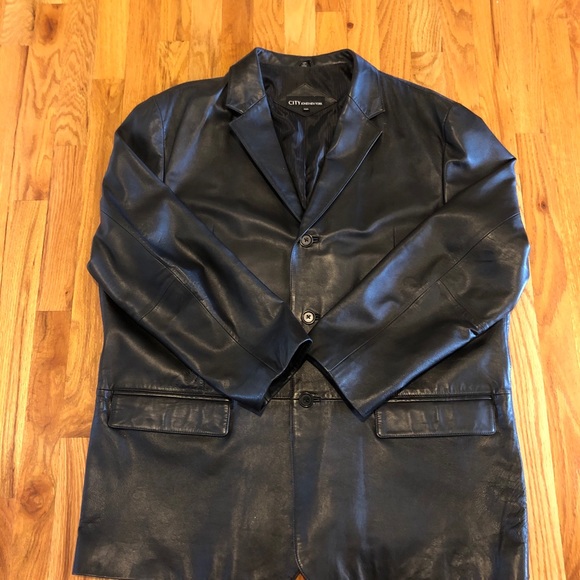 Men City Jones New York Black Leather Jacket - Picture 5 of 16
